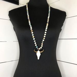 Boutique Boho Beaded Skull Necklace
